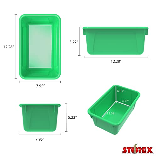 Storex Small Cubby Bins, Pack of 5, 12.2 x 7.8 x 5.1 Inches, Green (62417U05C) - color: Green, style: Bin Only