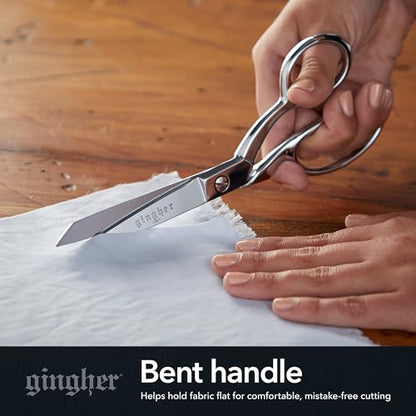 Gingher 8" Dressmaker's Fabric Scissors, Stainless Steel Shears, Sharp Knife Edge Steel Sewing Shears with Protective Sheath for Fabric Cutting and Tailoring, Chrome Plated Nickel Finish - style: 8" Dressmaker