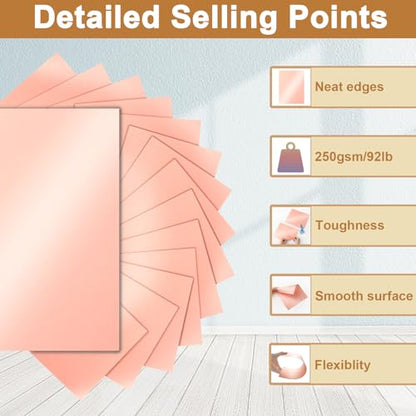 Silunkia 28 Sheets Pink Shimmer Cardstock 8.5 x 11 Craft Paper, 250gsm/92lb Premium Glossy Paper Card Stock for DIY Cards Making, Anniversaries, Wedding Invitations, Greeting Cards - color: Pink, size: 28 Sheets