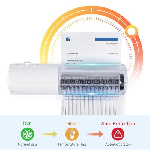 Mini Paper Shredder, Portable Paper Shredder for Home, 3-Sheet Strip Cut 4mm, Compact Paper Shredder with Forward & Reverse and Overheat Protection, Small Shredder for Desk and Home Office (L, White) - size: White