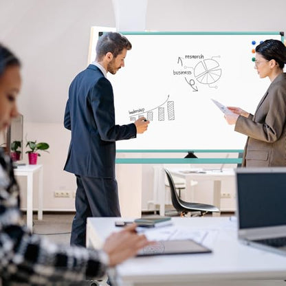 Rolling Whiteboard, 48x32 Inches Dry Erase Board with Stand, Magnetic Mobile Whiteboard on Wheels, Standing White Board for Office, School, Home, Large Double Sided White Board with Paper Pad - color: Light Blue, size: 48"x32"