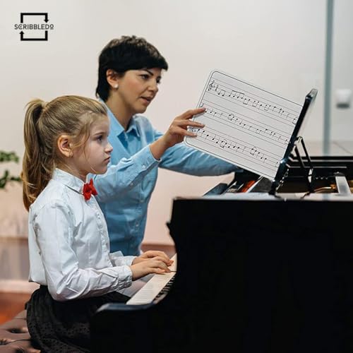 SCRIBBLEDO 24 Pack Dry Erase Music Staff White Boards 9" X 12 Inch Lapboard Double Sided Musical Notes whiteboard for Kids Students, Musicians and Home Erasers Included