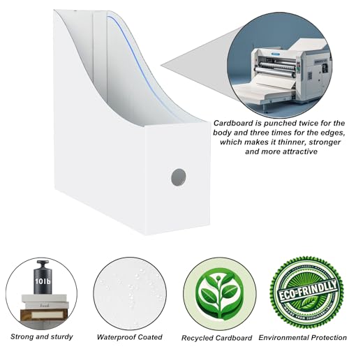 Limitliho 2 Pack White Magazine Holde, Vertical Book Bins for Classroom and Library Use, 10.6'' ×10.2'' ×3.5'' Inch Vertical File Folder Box - color: White, size: 2 Pack