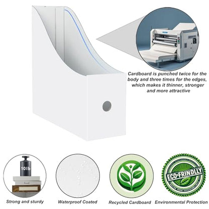 Limitliho 2 Pack White Magazine Holde, Vertical Book Bins for Classroom and Library Use, 10.6'' ×10.2'' ×3.5'' Inch Vertical File Folder Box - color: White, size: 2 Pack