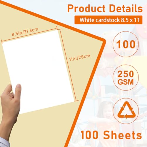 Guakicae 100 Sheets White Cardstock 8.5 x 11 Certificate Paper, 92lb Heavyweight Card Stock Printer Paper for DIY Cards Making, Crafting, Memus, Business Cards, Wedding Invitations - color: White, size: 100 Sheets