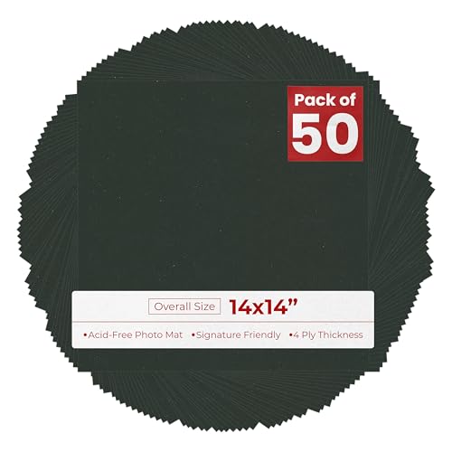 Poster Palooza Textured Black 14x14 Uncut Mat Board - Blank Sheets, No Opening - 50 Mats - color: Textured Black, size: 50 Mats