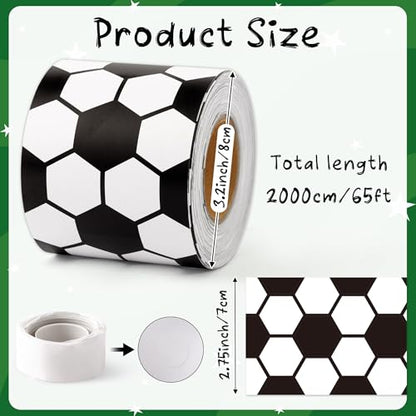 BeYumi Soccer Sport Border Trim - 65ft Back to School Soccer Patterned Straight Rolled Border Trim Black White Football Sports Theme Bulletin Board Set Party School Classroom Chalkboard Wall Decor - style: Soccer Patterned