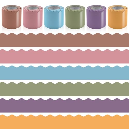 6 Rolls 196.8 Ft Boho Bulletin Board Borders - Classroom Borders for Scalloped Bulletin Board Trim - Neutral Teacher Border for School, Classroom, Office, Poster, Home & Party Decorations - color: Boho