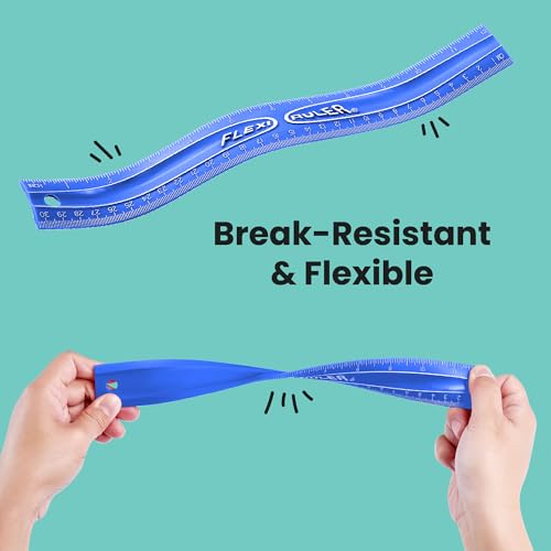 It's Academic Flexi Rulers, 12-inch Flexible Non-Breakable Ruler, 12-Pack, Blue