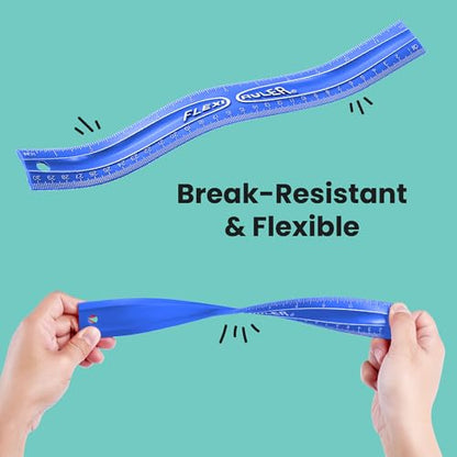 It's Academic Flexi Rulers, 12-inch Flexible Non-Breakable Ruler, 12-Pack, Blue