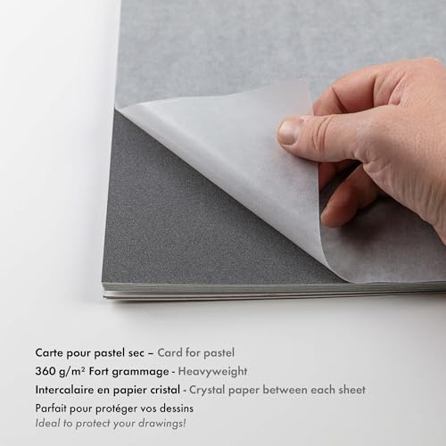 Clairefontaine - Ref 96003C - Pastelmat Pastel Card Pad No.6 (12 Sheets) - 360gsm Card - 18 x 24cm - Anthracite - Specially Formulated for Use with Pastels - size: 18 x 24 cm, style: Card Pad No 6