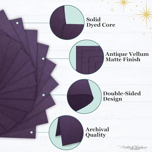 Cardstock Warehouse Colorplan Dark Amethyst Purple Cardstock Paper – 25 Sheets, 8.5 x 11" – 100 lb. / 270 GSM Premium Matte Cover Cardstock for Invitations, Card Making, Scrapbooking & DIY Projects - color: Amethyst