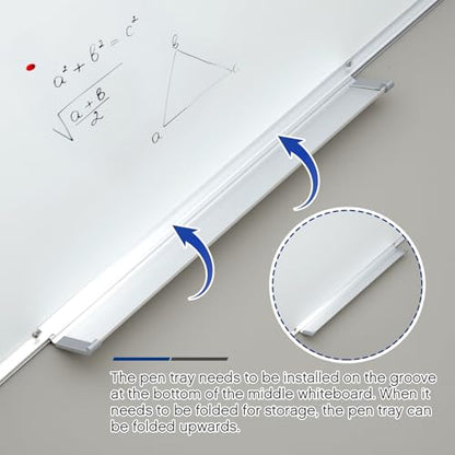 AmazingSpark 72” x 40” Foldable Whiteboard Dry Erase Board Large Tri Folding Whiteboard Magnetic Dry Erase Board, Wall Aluminium Frame and Pen Tray for Office, Home - size: 72"W x 40"H