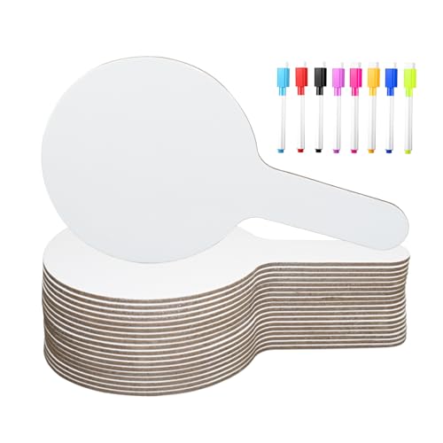 33Pcs Dry Erase Answer Paddles with Markers Thickened Handheld Double Sided Paddles Mini White Boards Small Dry Erase Signs Auction Paddles for Students Classroom Bidding Voting Games - color: 33pcs