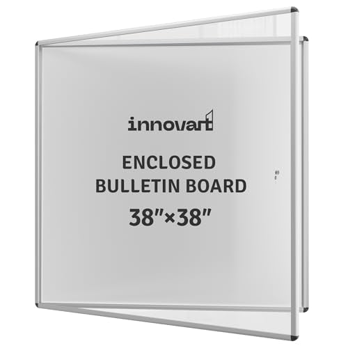 INNOVART 38”x38” Enclosed Bulletin Board, Weatherproof Dry Erase Board with Locking Swing-Open Door, Aluminum Frame Wall Mounted Enclosed Whiteboard for Home, School, Office, Commercial - color: Silver Frame Dry Erase, size: 38"x38"