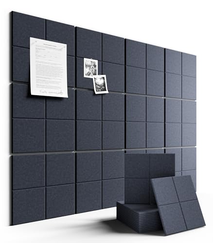 Large Felt Bulletin Board 48" x 36", 12-Pack 4-Compartment Wall Organizer, Cork Board Alternative with 70 Removable Adhesive Tabs, Modular Felt Panels for Home Office, Classroom and Study-Navy Blue - color: Navy Blue, size: 4-compartment 12-pack