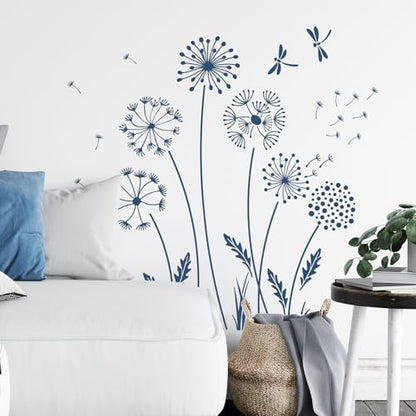 ORIGACH 12 Pcs Dandelion Floral Stencil Reusable Dandelion Stencil DIY Wall Template Crafts for Painting on Walls, Furnitures, Garden Fence - style: Dandelion Floral