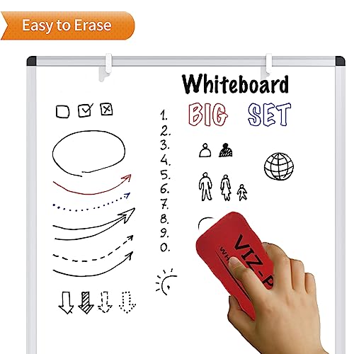 VIZ-PRO Magnetic Portable Easel Dry Erase Board, Flipchart Easel Stand Tripod Whiteboard, 24"W x 36"L - size: 36 x 24 Inches