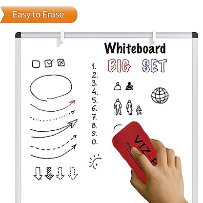 VIZ-PRO Magnetic Portable Easel Dry Erase Board, Flipchart Easel Stand Tripod Whiteboard, 24"W x 36"L - size: 36 x 24 Inches