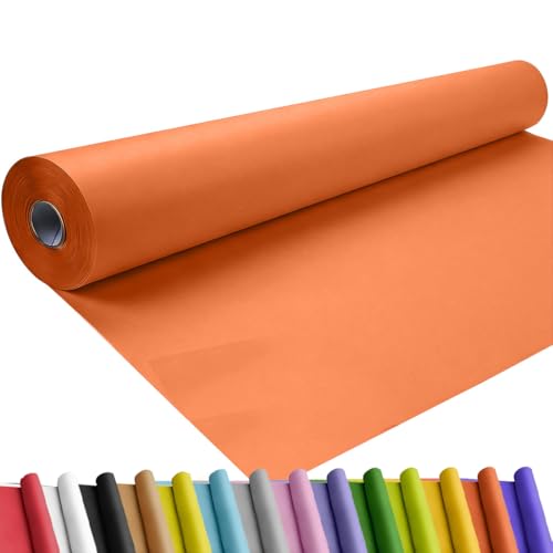 SMART&CASUAL 48" x 1,500" (125') OrangeRed Kraft Craft Paper Roll for Gift Wrapping Bulletin Board Bouquet Flower Art Packing Parcel Table Covering 80GSM 55LB (OrangeRed, 48" x 125') - color: OrangeRed, size: 48" x 1,500" ( 125ft )