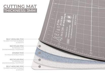 Elan Cutting Mat A3 Black & Taupe, Self Healing Cutting Mat 12x18 Inch, 5-Ply Craft Board Black, Hobby Board for Crafts 12x18 Inch - style: 18 x 12"