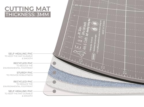 Elan Cutting Mat A2 Black & Taupe, Self Healing Cutting Mat 18x24 Inch, 5-Ply Craft Board Black, Hobby Board for Crafts 18x24 Inch - style: 24 x 18"