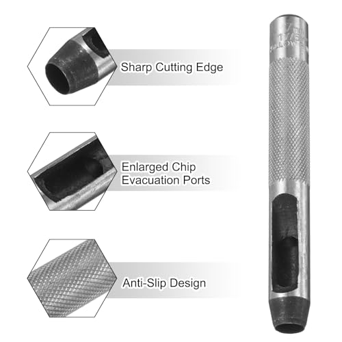 HARFINGTON 2pcs Leather Round Hole Punch, 7mm Hollow Hole Puncher Cutter Carbon Steel Circle Hole Punching Cutting Tool for Belt/DIY Leather Craft - size: 7mm