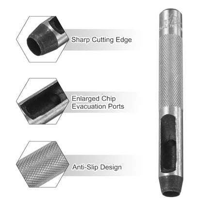 HARFINGTON 2pcs Leather Round Hole Punch, 7mm Hollow Hole Puncher Cutter Carbon Steel Circle Hole Punching Cutting Tool for Belt/DIY Leather Craft - size: 7mm