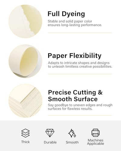 Cream Cardstock 8.5 x 11, 40 Sheets, Heavyweight 75 LB/200 GSM Thick Paper, for Office Documents, Professional Invitations, Menus, Brochures & Desktop Printing - color: Cream