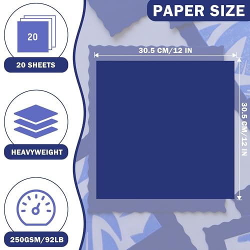20 Sheets Navy Blue Cardstock 12" x 12" Card Stock 250gsm/92lb Thick Construction Paper for Cricut, Scrapbook, Crafts, Card Making UAP34NB20 - color: Navy Blue