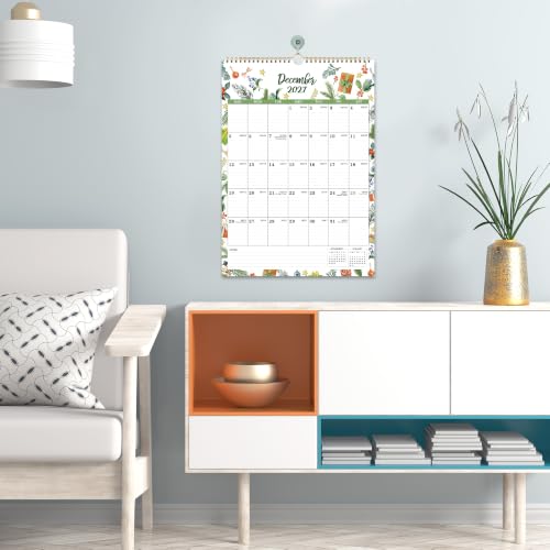 2027 Calendar - 2027 Wall Calendar, 12 Monthly Wall Calendar 2027 from January 2027 - December 2027, 12" x 17", Twin-Wire Binding + Hanging Hook + Ruled Blocks + Thick Paper with Julian Dates - Floral