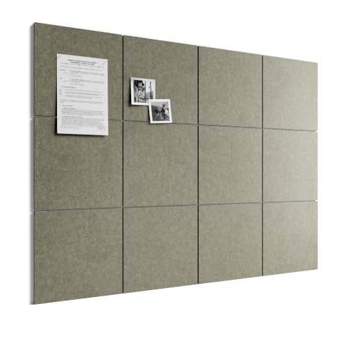 Bumusty Large Cork Board 48" x 36" Alternative - 12 Pack Felt Wall Tiles with 70 Safe Removable Adhesive Tabs, 30 Pushpins, Cork Boards for Walls Pin Board Bulletin Board Office Decor (Earth Brown) - color: Earth Brown, size: Solid Tile 12-Pack