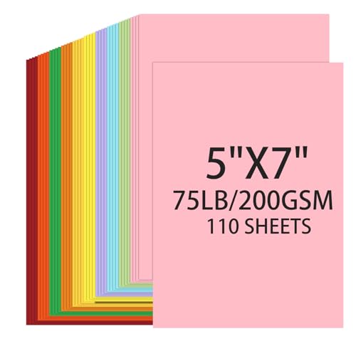 Cardstock 5x7, 110Sheets, 10 Assorted Colors Construction Paper, 5x7 Cardstock Paper, 75lb/ 200gsm Heavyweight Blank Cards for Printer,DIY,Wedding Invitations, Thankyou Cards, Postcards - color: 10 Assorted Colors, size: 5x7IN-110 Sheets