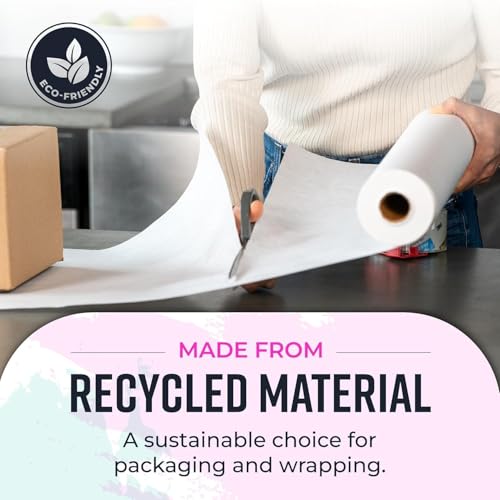 Bryco Goods 48" x 2400" (200') White Kraft Paper Roll - Made in USA - Craft Paper for Bulletin Board Art Table Covering Drawing Gift Wrapping Bouquet Packing Parcel 80GSM - color: White, size: 48" x 200'