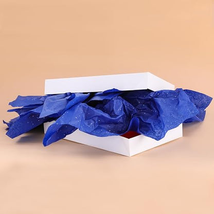 SUNCOLOR 36 Sheets Glitter Blue Tissue Paper, 20 x 20 Inch Wrapping Paper for Gift Bags, Crafts, Packaging, DIY Projects, Sparkly Shimmer Blue - color: Blue