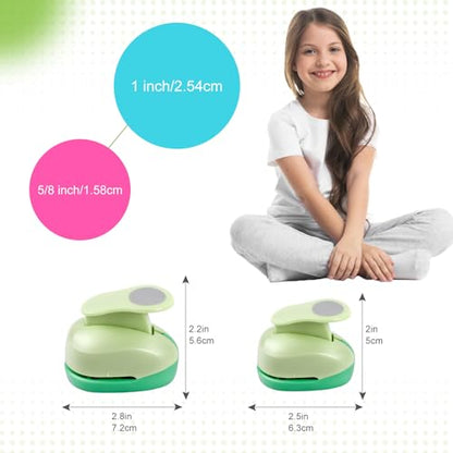 UCEC Circle Punch, 1 5/8 Inch Paper Punch, 2 Pcs Paper Punches for Crafting, Circle Hole Punch, Round Shaped Cutter for Scrapbook, Cards, DIY Albums Photos - size: 2pack, 5/8+1in