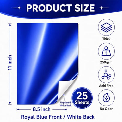 25 Sheets Metallic Blue Cardstock Paper Cardstock 8.5 x 11 Shimmer Sheets 250gsm/92lb Heavyweight Scrapbook Paper for Certificates, Invitations, Greeting Cards, Crafts, Graduations - color: Blue