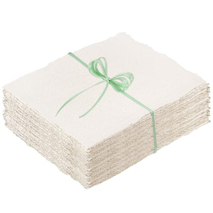 50 Sheets Deckled Edge Paper, 160 GSM Handmade Paper Rough/Textured Watercolor Paper for Wedding Invitations, Cards, Crafts(7x10 Inch) - size: 7x10 Inch