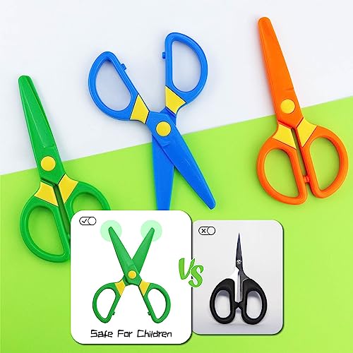 JIALEEY Plastic Child-Safe Scissor Set, Toddlers Training Scissors, Pre-School Training Scissors and Children Art Supplies（3pcs）