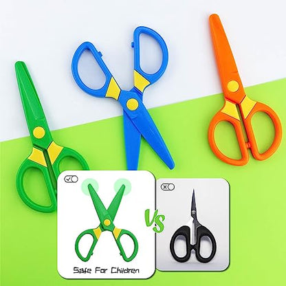 JIALEEY Plastic Child-Safe Scissor Set, Toddlers Training Scissors, Pre-School Training Scissors and Children Art Supplies（3pcs）