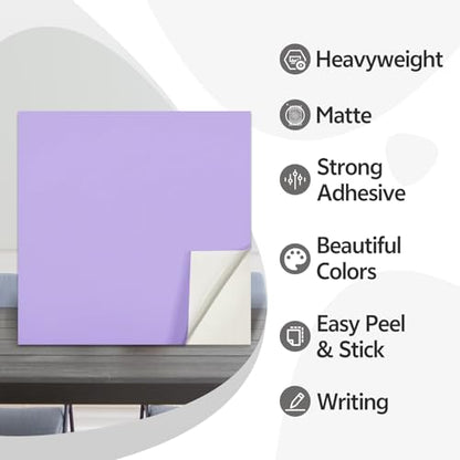 12x12 Inch Colored Sticker Paper Sheets Heavyweight Printable Sticky Back Cardstock 250GSM for DIY Stickers, Printers 40 Sheets