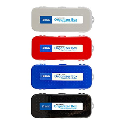 BAZIC PRODUCTS Organizer Box, 8 1/2 x 3 1/2 x 1 1/2 in, for School Office Supplies, Portable, Storage, Set of 4 - size: 4-Pack
