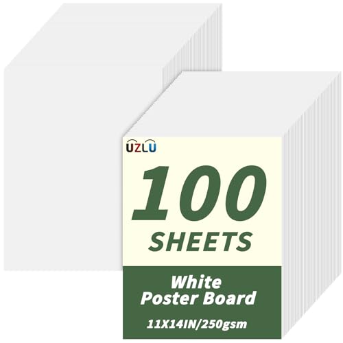 100 Pcs 11 x 14 In Poster Board White Poster Board Paper Bulk 250 GSM Thickness Vision Boards Smart PosterBoard for Drawing School Arts Craft Projects Presentations Scrapbooking Blank Graphic Display - color: white, size: 11 x 14 in-100 sheets