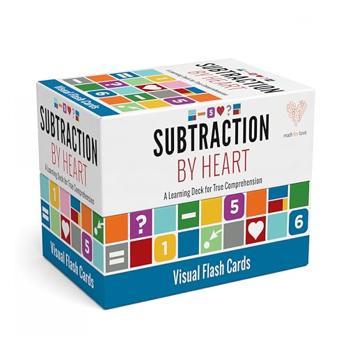Math for Love Subtraction by Heart | Subtraction Flash Cards for Kids Grades K–3 | Visual Spaced Repetition for Fact Mastery | 145 Cards, 3 Decks