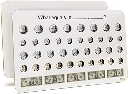 Money Lap Board, Large 11" x 17" x 1/8" Dry-Erase Non-Magnetic Lap Board. Currency Print on One Side, Perfect for Students & Teachers Alike by OptiMA Dry Erase Products & Made in The USA - color: Money
