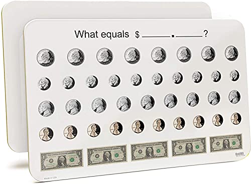 Money Lap Board, Large 11" x 17" x 1/8" Dry-Erase Non-Magnetic Lap Board. Currency Print on One Side, Perfect for Students & Teachers Alike by OptiMA Dry Erase Products & Made in The USA - color: Money