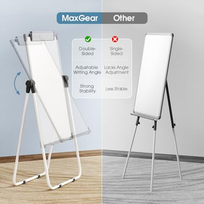 MaxGear Easel Whiteboard with Stand, 36" x 24" Double-Sided Dry Erase Board | Flip Chart, Height Adjustable,Foldable, Portable for Home Office Classroom Teaching, 2PCS - size: 24"W x 36"H (2 Pack), style: Silver Frame