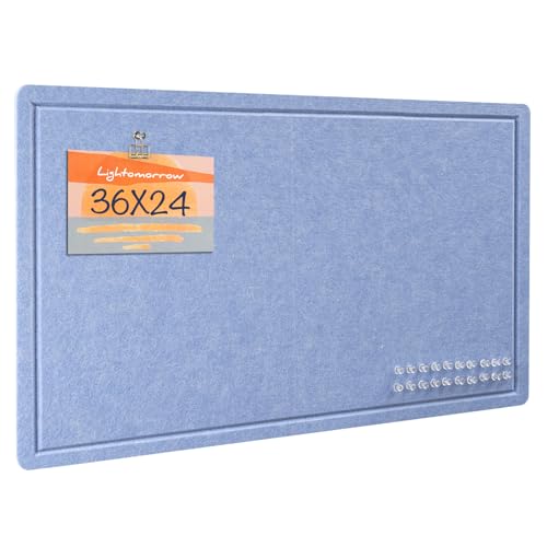 Lightomorrow Bulletin Board, 36 x 24 inches Felt Board - Cork Board Alternative for Wall, Decorative Pin Board, Foldable Picture Board Self-Adhesive Vision Board with 20 Pushpins - Lavender Blue - color: Lavender Blue, size: 36×24 inches