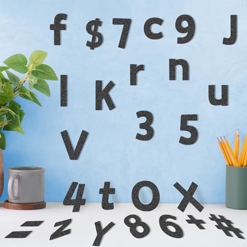 266 Pcs Letters Combo Pack Set Glitter Bulletin Board Letters Black Letters and Number Accents for Kids Bulletin Board Display Home School Classroom Decor - style: Black pattern