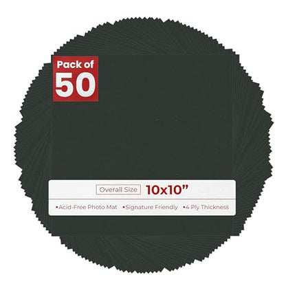 Poster Palooza Textured Black 14x14 Uncut Mat Board - Blank Sheets, No Opening - 50 Mats - color: Textured Black, size: 50 Mats